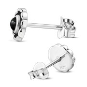 6pairs Black Onyx Sterling Silver Earrings - e170